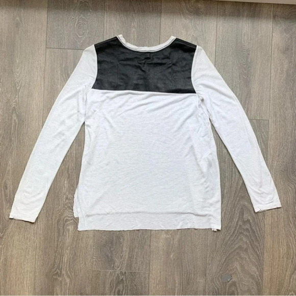 Aritzia Wilfred Free Simone Top Faux Leather Side Slit white Black Size XXS - Picture 9 of 13